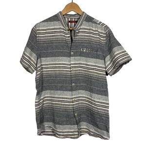 Jeremiah Button Up Shirt Short Sleeve Casual Stripe - M